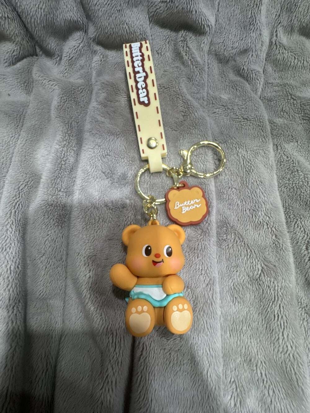 Butterbear Character Silicone Keychain with Strap